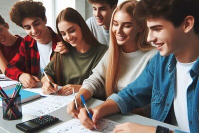 jovenes de 2 de bachiller en clase de matematicas